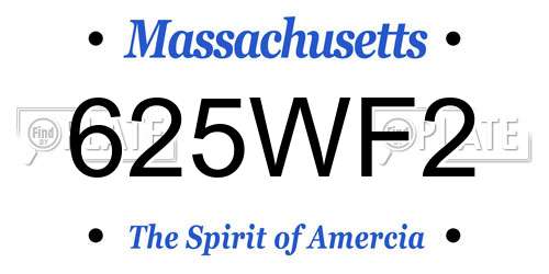 625WF2 Massachusetts License Plate