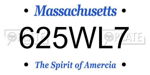 625WL7 Massachusetts License Plate