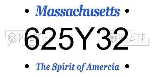 625Y32 Massachusetts License Plate