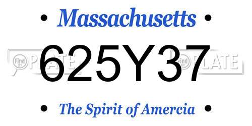 625Y37 Massachusetts License Plate