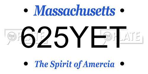 625YET Massachusetts License Plate