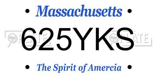 625YKS Massachusetts License Plate