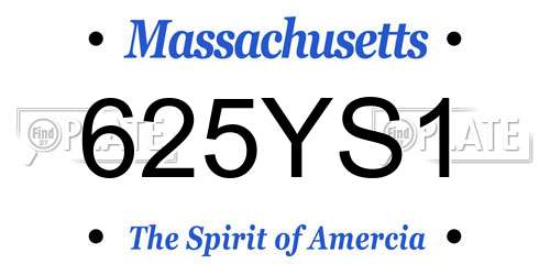 625YS1 Massachusetts License Plate