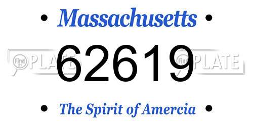 62619 Massachusetts License Plate