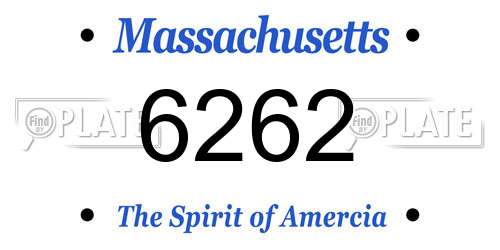 6262 Massachusetts License Plate
