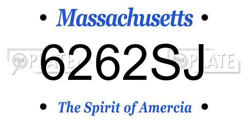 6262SJ Massachusetts License Plate