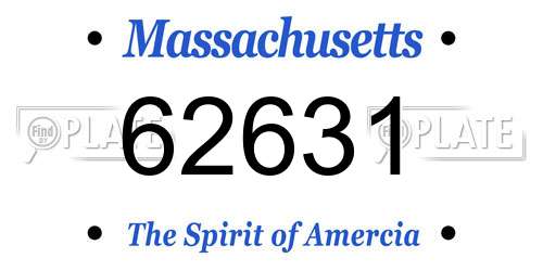 62631 Massachusetts License Plate
