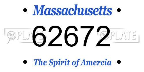 62672 Massachusetts License Plate