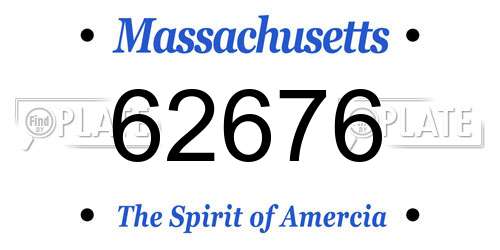 62676 Massachusetts License Plate