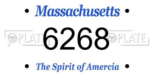 6268 Massachusetts License Plate