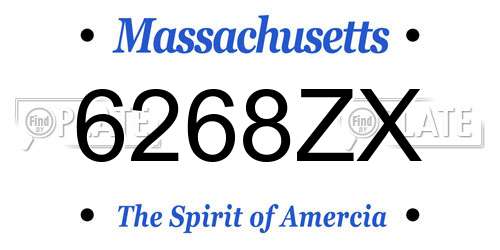 6268ZX Massachusetts License Plate