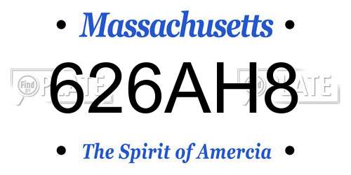 626AH8 Massachusetts License Plate