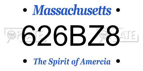 626BZ8 Massachusetts License Plate