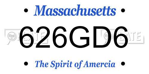 626GD6 Massachusetts License Plate