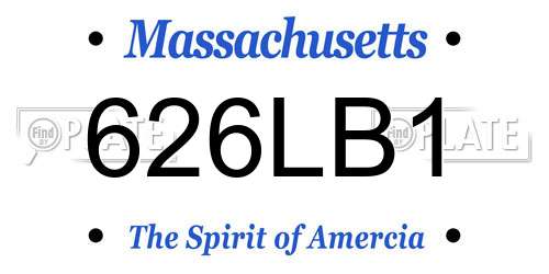 626LB1 Massachusetts License Plate