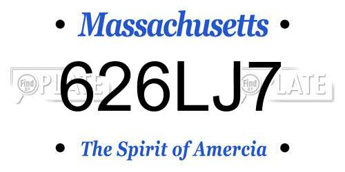 626LJ7 Massachusetts License Plate