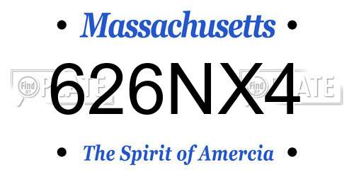 626NX4 Massachusetts License Plate