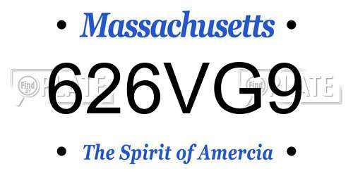 626VG9 Massachusetts License Plate