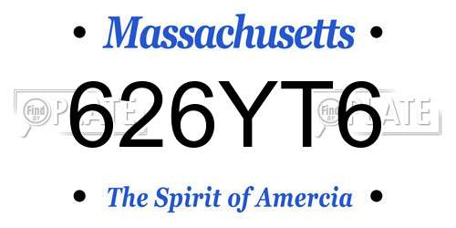 626YT6 Massachusetts License Plate