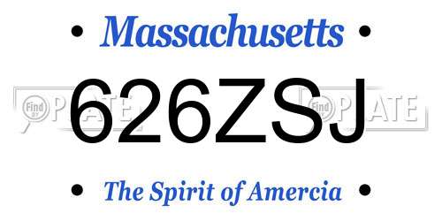 626ZSJ Massachusetts License Plate