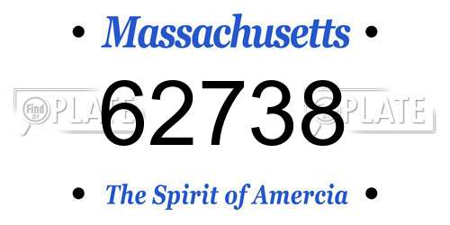 62738 Massachusetts License Plate