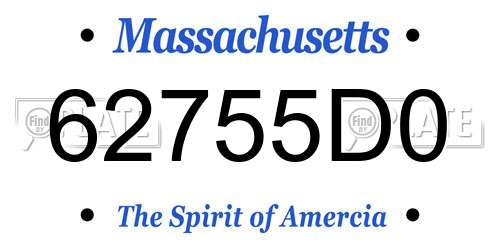 62755D0 Massachusetts License Plate