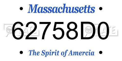 62758D0 Massachusetts License Plate