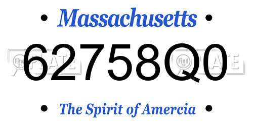 62758Q0 Massachusetts License Plate
