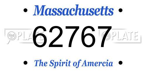 62767 Massachusetts License Plate