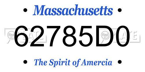 62785D0 Massachusetts License Plate
