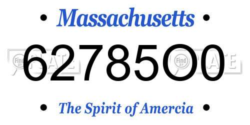 62785O0 Massachusetts License Plate