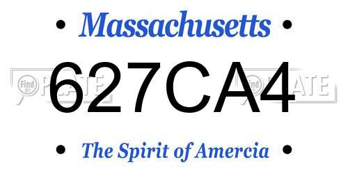 627CA4 Massachusetts License Plate