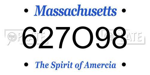 627O98 Massachusetts License Plate