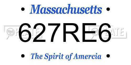 627RE6 Massachusetts License Plate