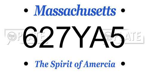 627YA5 Massachusetts License Plate