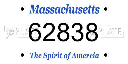 62838 Massachusetts License Plate