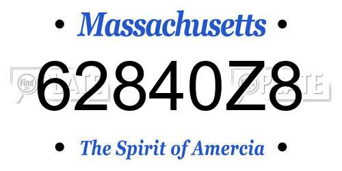 62840Z8 Massachusetts License Plate