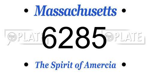 6285 Massachusetts License Plate