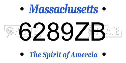 6289ZB Massachusetts License Plate