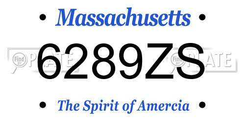 6289ZS Massachusetts License Plate