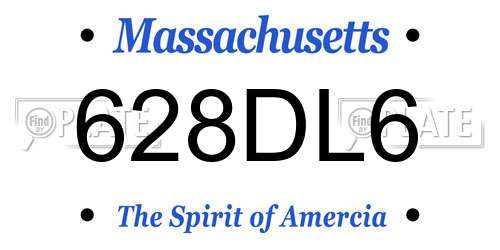 628DL6 Massachusetts License Plate