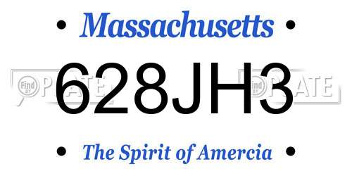 628JH3 Massachusetts License Plate