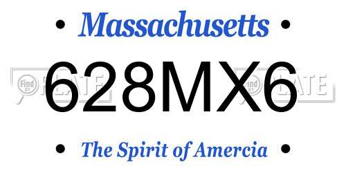 628MX6 Massachusetts License Plate