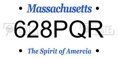 628PQR Massachusetts License Plate