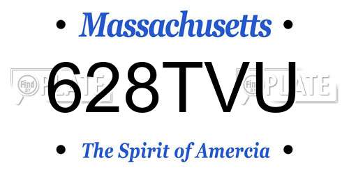 628TVU Massachusetts License Plate