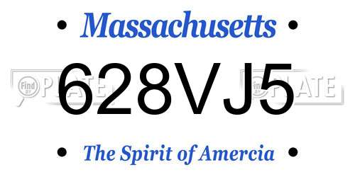 628VJ5 Massachusetts License Plate