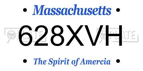 628XVH Massachusetts License Plate