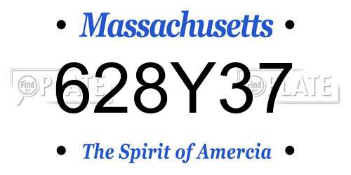 628Y37 Massachusetts License Plate