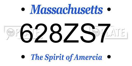 628ZS7 Massachusetts License Plate