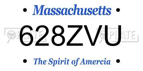 628ZVU Massachusetts License Plate